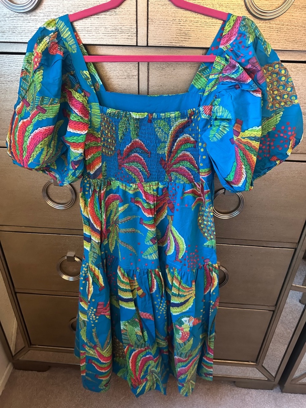 🛍️SALE🛍️ Farm Rio Dream Garden Tropical Print Tiered Midi Dress - Picture 4 of 5